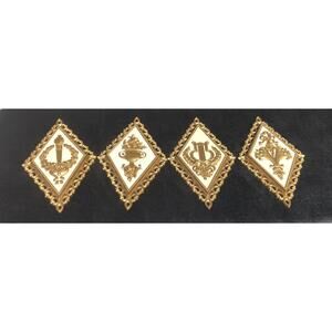 Set of four MCM Homco Vintage Ornate Plastic Hanging Wall Art Decor Plaques Gold
